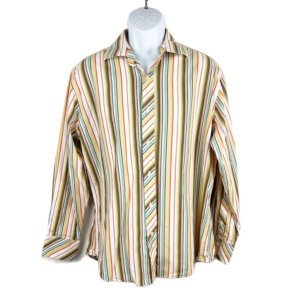Nyne Button Down Shirt Men Large Multicolor Striped Long Sleeve New You Energy